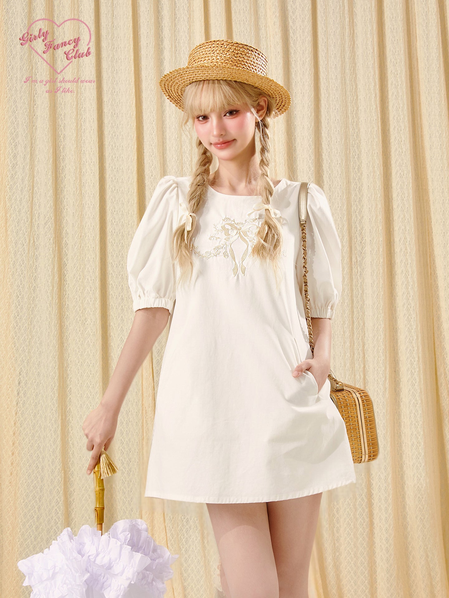 Soft Beige Tencel Cotton Mini Dress