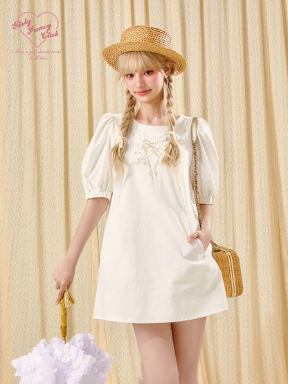 Soft Beige Tencel Cotton Mini Dress