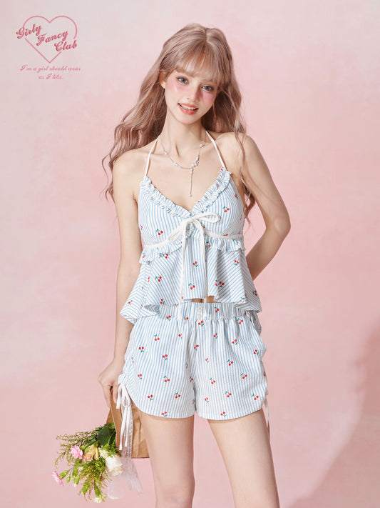 Cherry Stripe Cami & Shorts Set