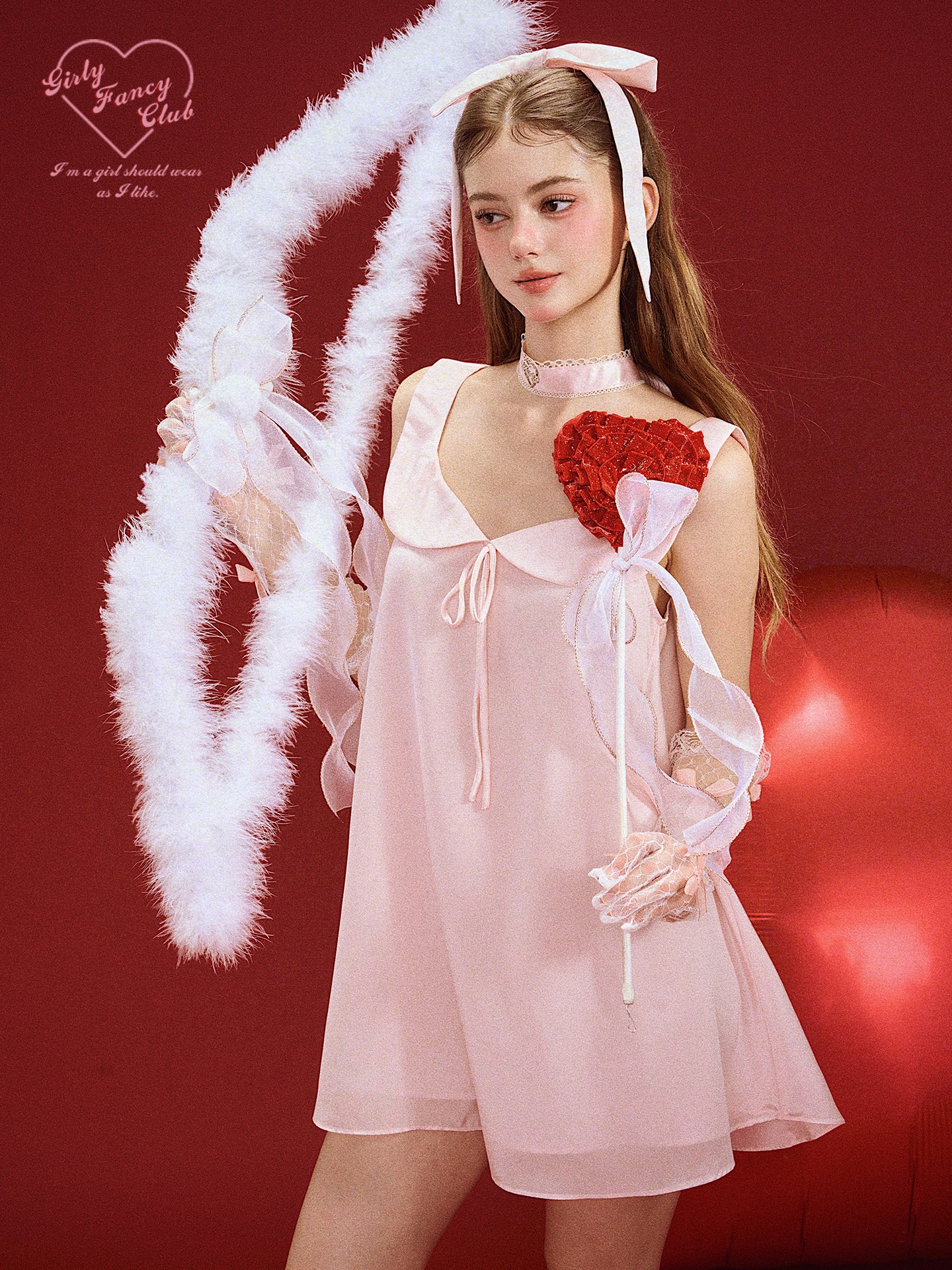 Soft Pink Bow Neck Sleeveless Nightdress