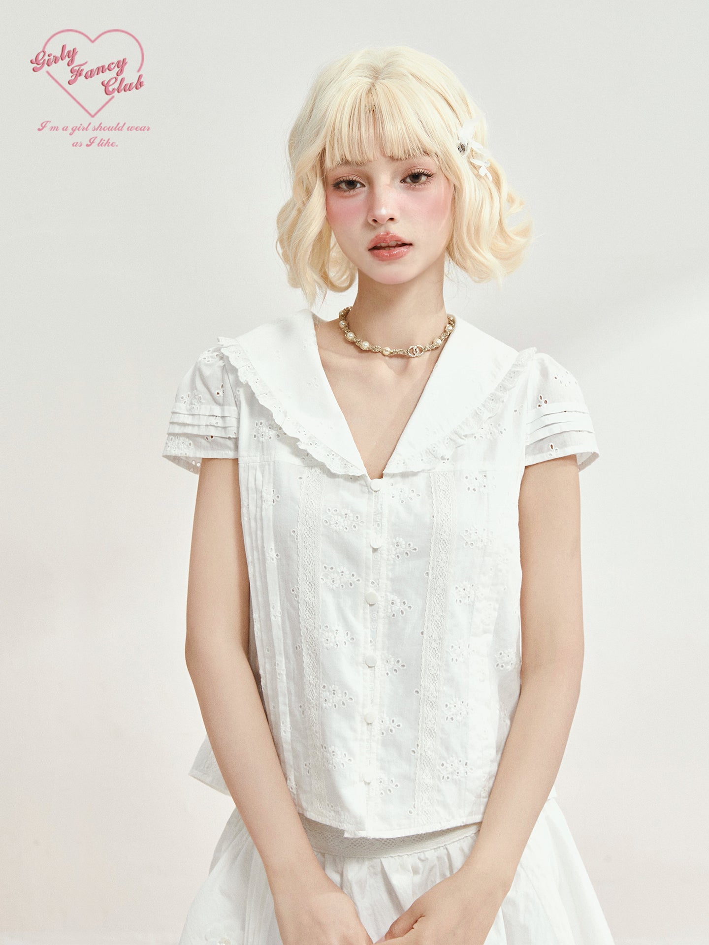 White Floral Eyelet Crop Top