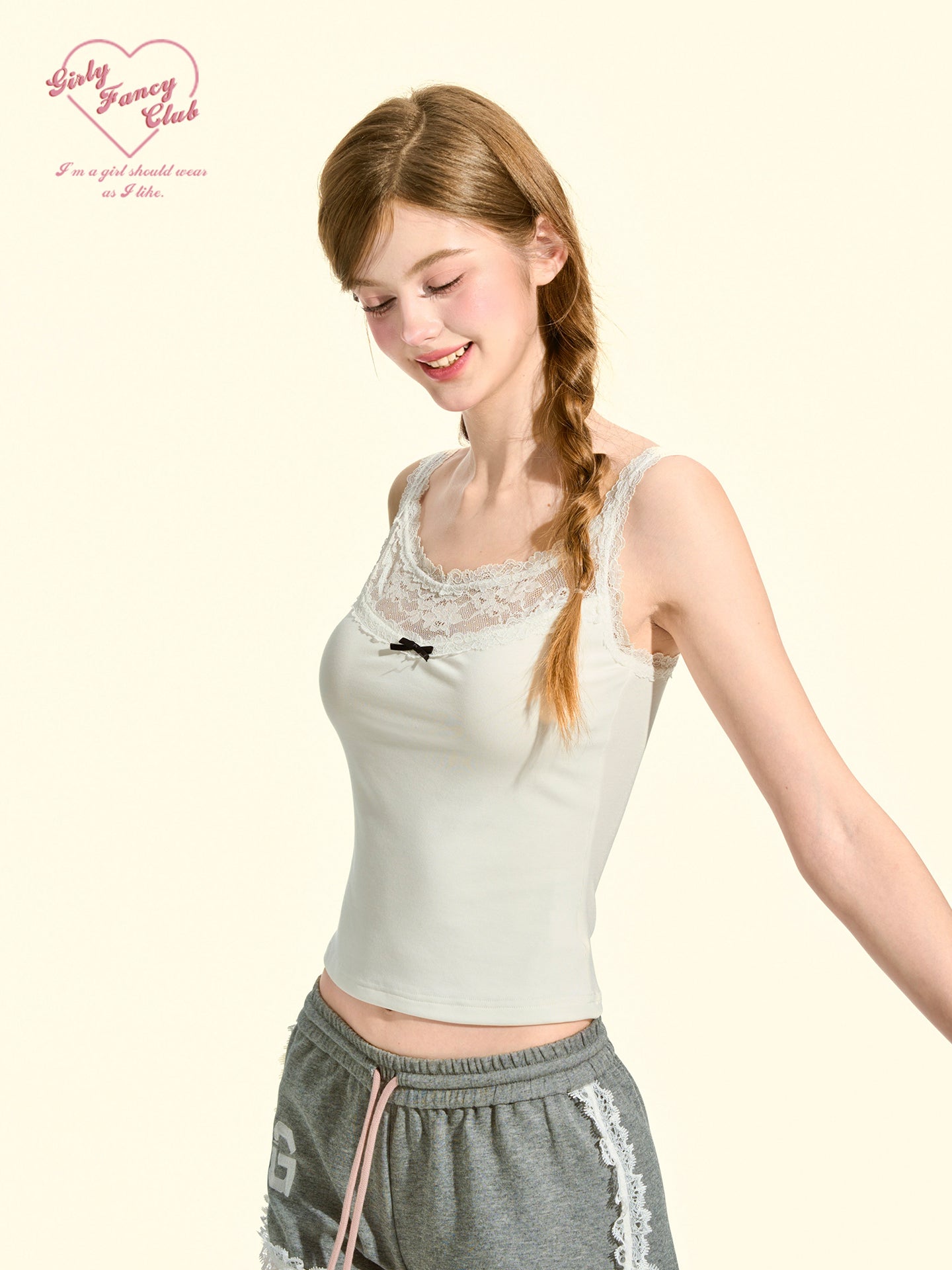 Milk white sweet tea cami top