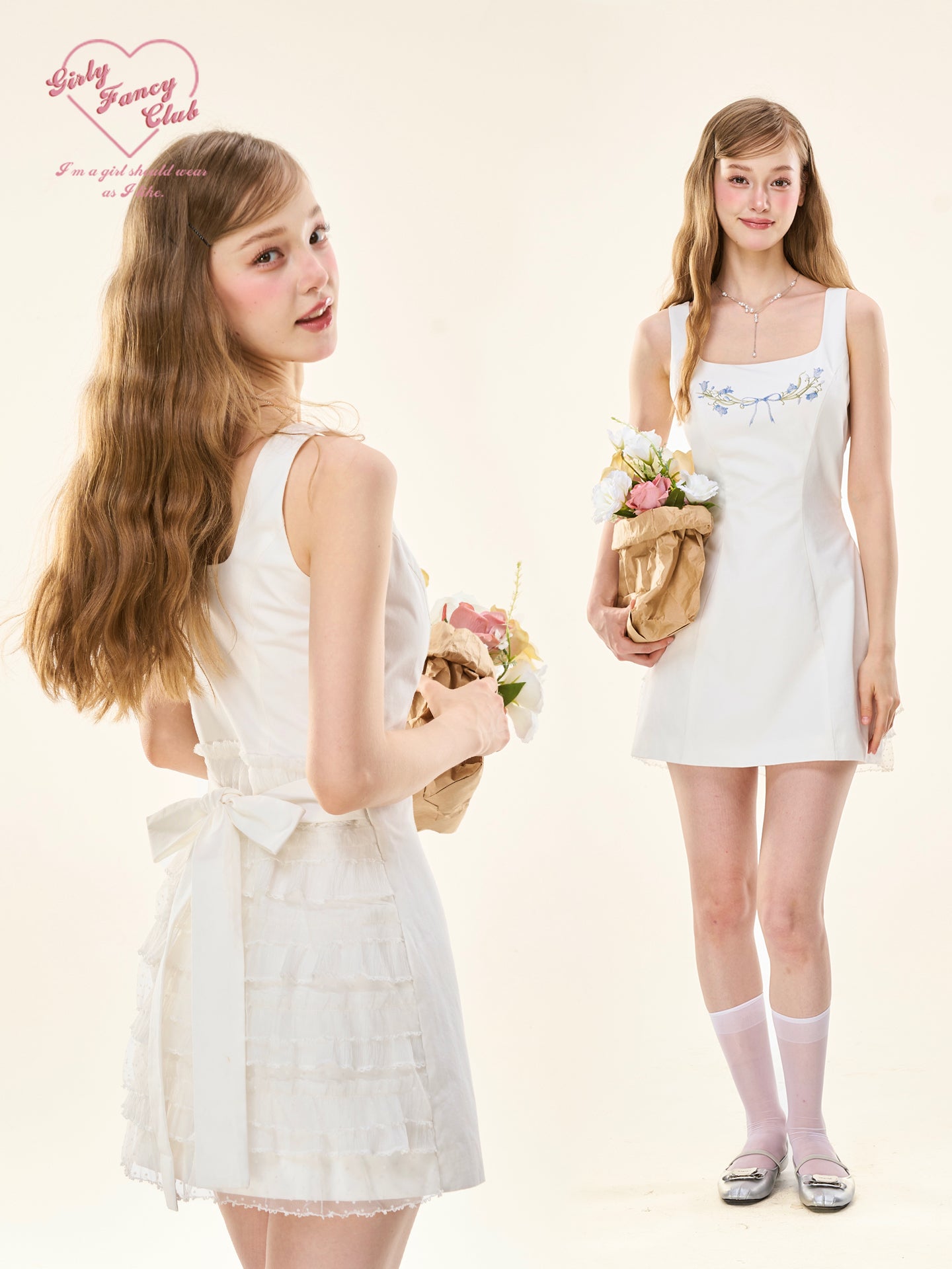 Flower Age Girl White Mini Dress