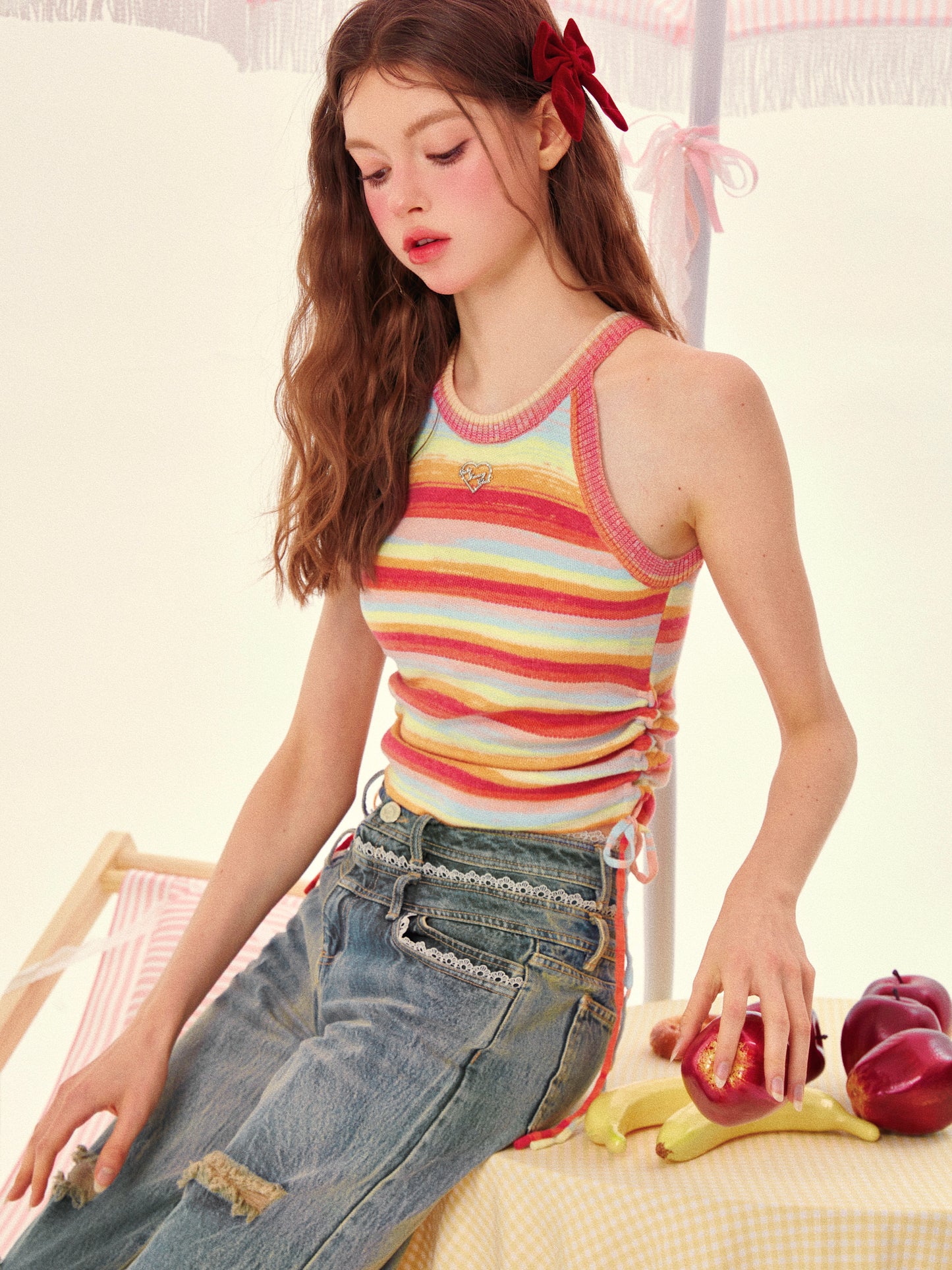 Rainbow Stripe Knit Cami Top – Colorful Summer Tank