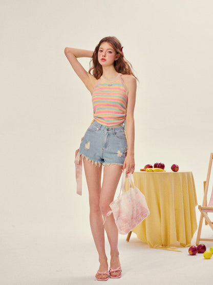 Rainbow Stripe Knit Cami Top – Colorful Summer Tank