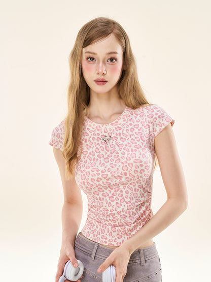 Sweet Wild Milk Leopard Slim Fit Baby Tee