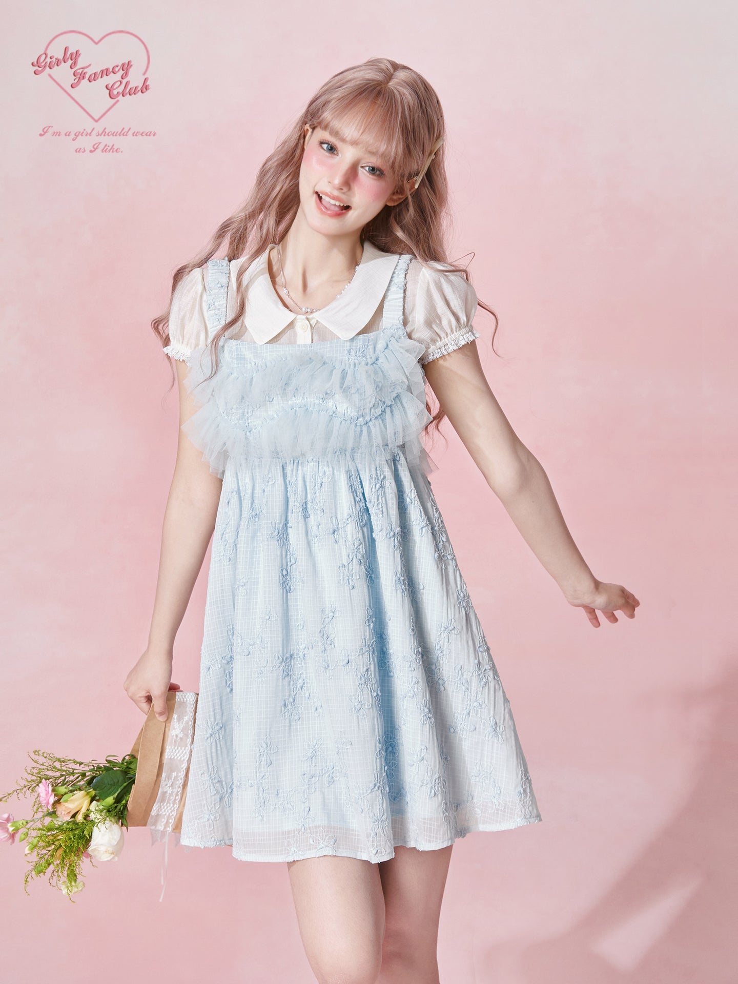 Baby Blue Fairy Floral Mini Dress