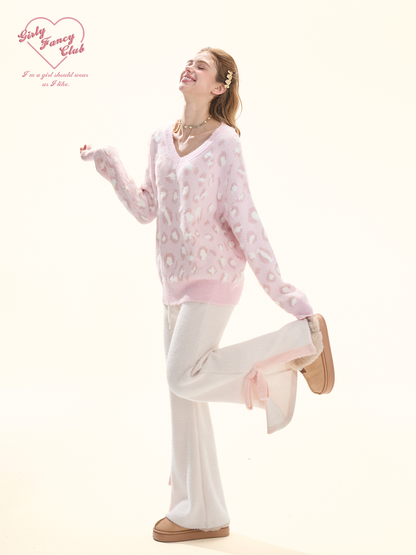 Cream White Fuzzy Knit Lounge Pants
