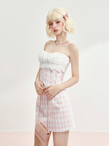 Pink Plaid Cami Top & Mini Skirt Set