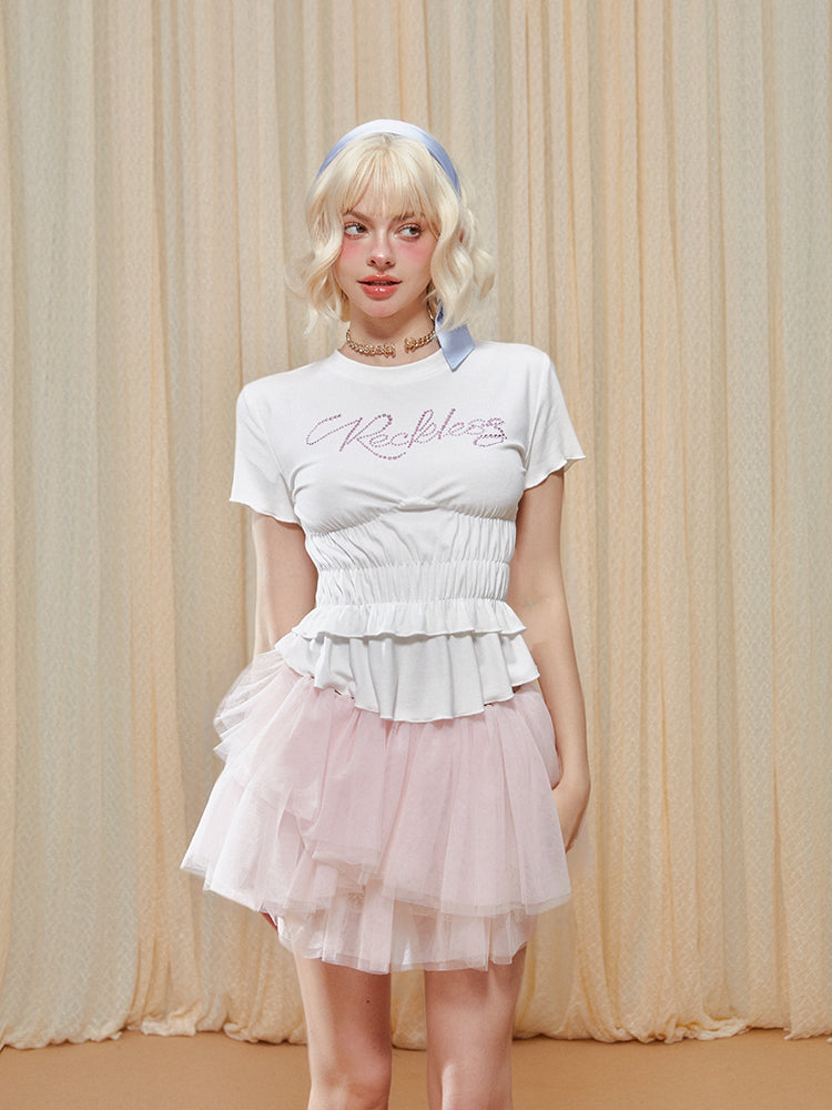 Soft Pink Cropped Knit Tee