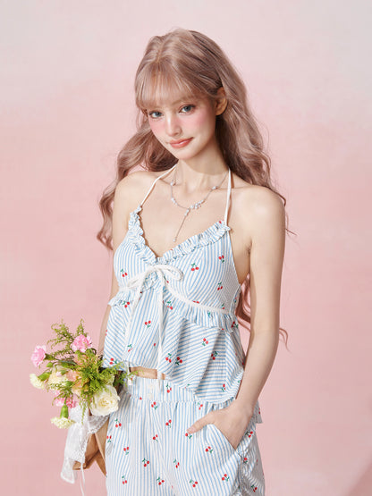 Cherry Stripe Cami & Shorts Set
