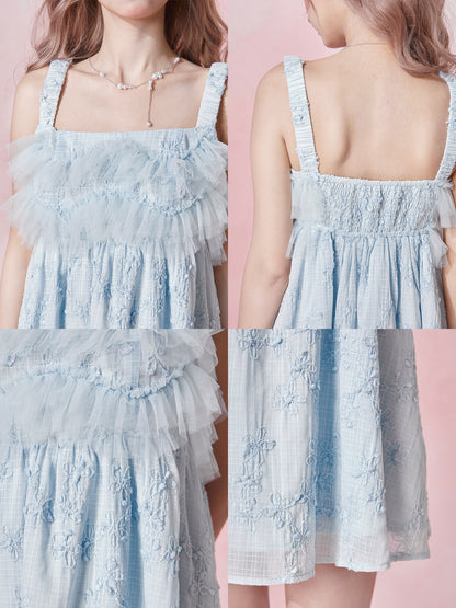 Baby Blue Fairy Floral Mini Dress