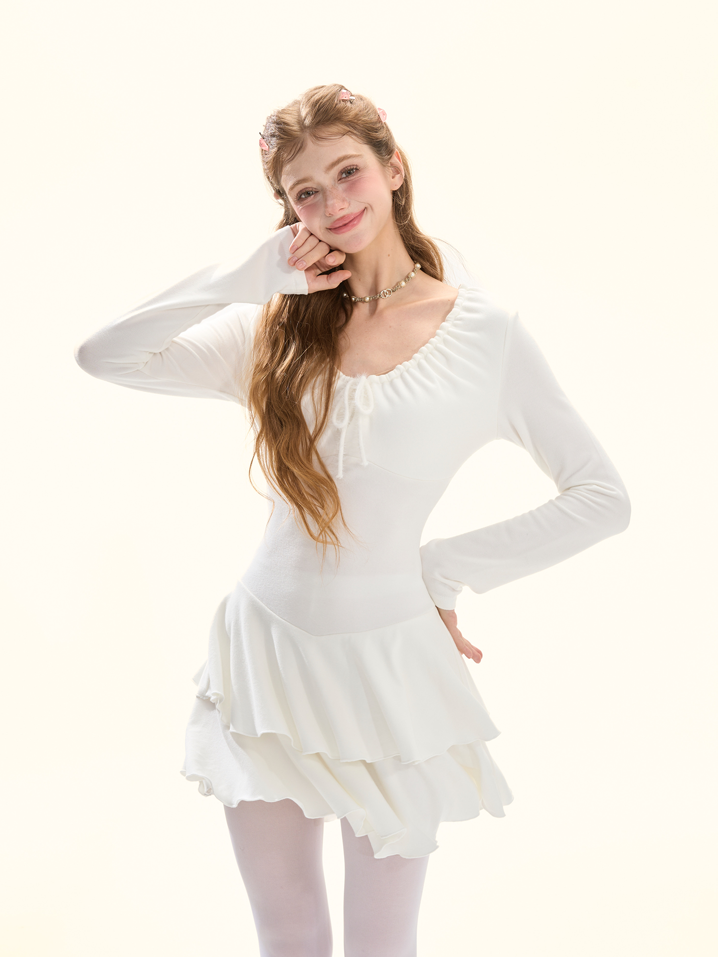 Elegant Adjustable-Neck Knit Dress