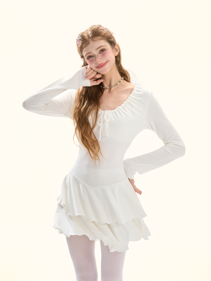 Elegant Adjustable-Neck Knit Dress