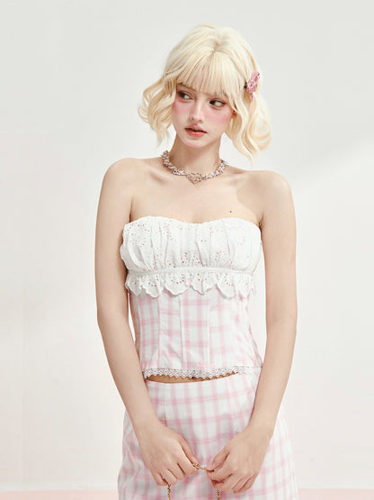 Pink Plaid Cami Top & Mini Skirt Set
