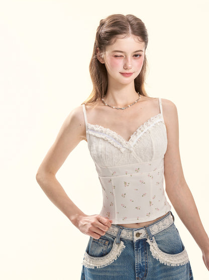 Sweetheart Bloom Pink Lace Floral Cami Top