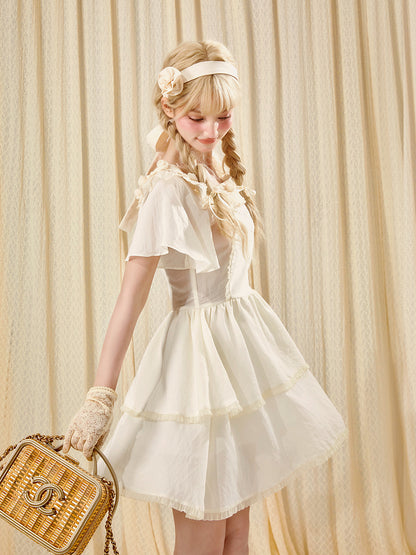 Soft Beige Rayon Blend Mini Dress