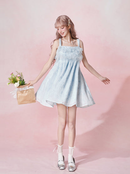 Baby Blue Fairy Floral Mini Dress
