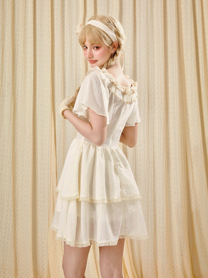 Soft Beige Rayon Blend Mini Dress