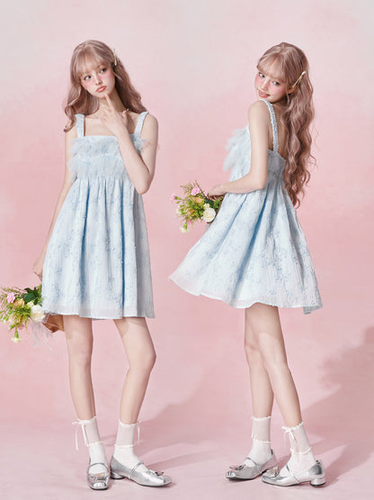 Baby Blue Fairy Floral Mini Dress