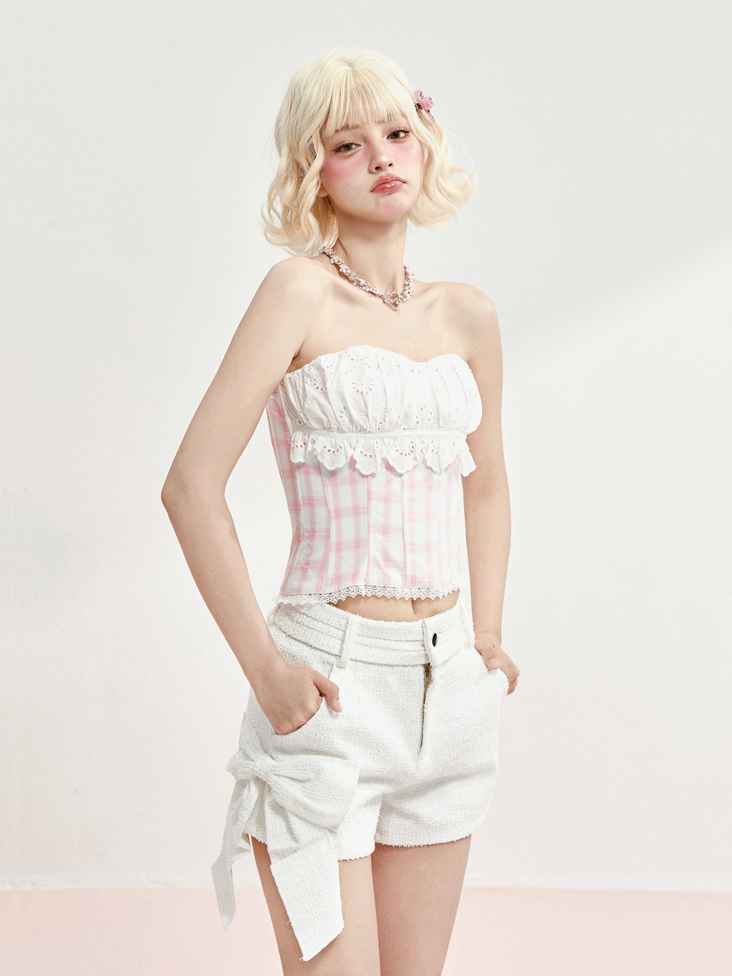 Pink Plaid Cami Top & Mini Skirt Set