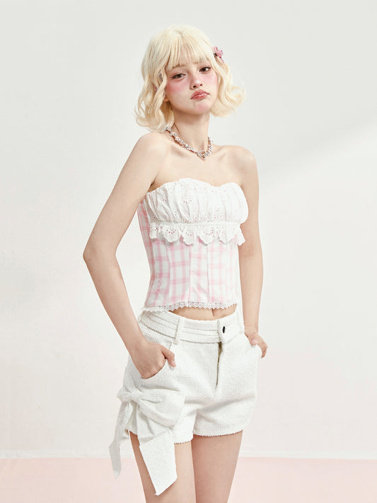 Pink Plaid Cami Top & Mini Skirt Set