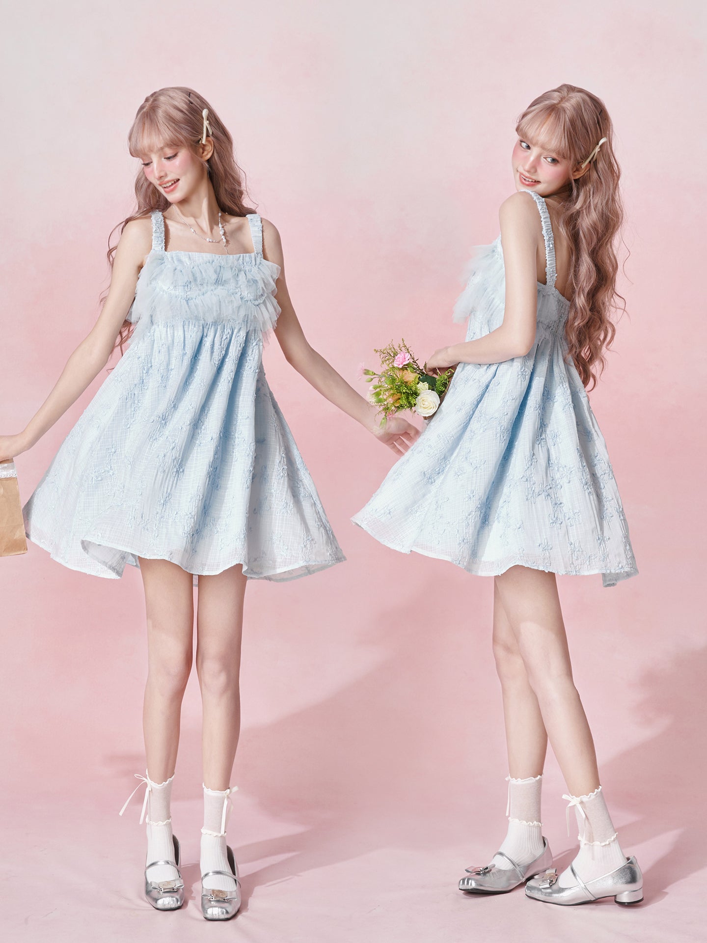 Baby Blue Fairy Floral Mini Dress