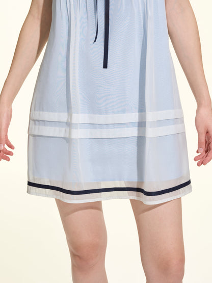 Light Blue Navy Style Pleated Tulle Cami Dress Women Summer Aesthetic Mini Dress