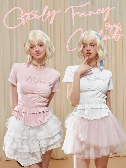 Soft Pink Cropped Knit Tee